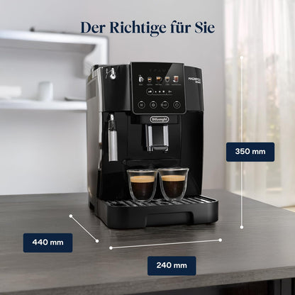 Magnifica Start (ECAM220.91.B) - Perfetto Kaffeevollautomat mit LatteCrema-Milchaufschäumer, 4 One-Touch-Getränke, Cappuccino, Espresso Kaffeemaschine, Soft-Touch-Bedienfeld, Schwarz