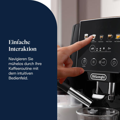 Magnifica Start (ECAM220.91.B) - Perfetto Kaffeevollautomat mit LatteCrema-Milchaufschäumer, 4 One-Touch-Getränke, Cappuccino, Espresso Kaffeemaschine, Soft-Touch-Bedienfeld, Schwarz