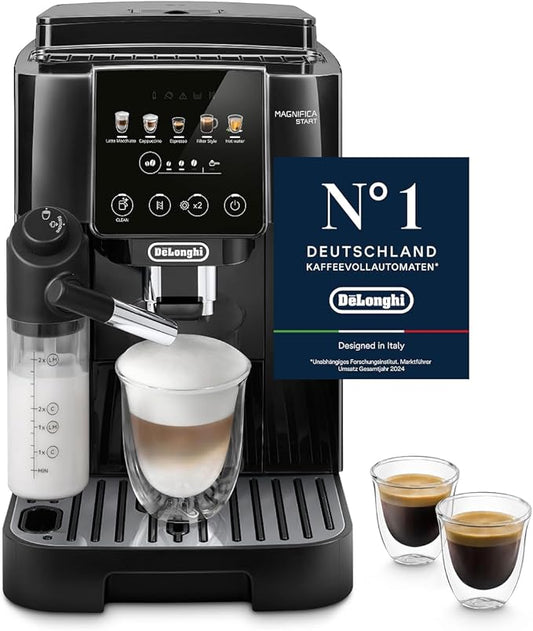 Magnifica Start (ECAM220.91.B) - Perfetto Kaffeevollautomat mit LatteCrema-Milchaufschäumer, 4 One-Touch-Getränke, Cappuccino, Espresso Kaffeemaschine, Soft-Touch-Bedienfeld, Schwarz