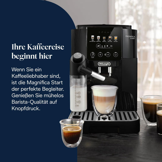 Magnifica Start (ECAM220.91.B) - Perfetto Kaffeevollautomat mit LatteCrema-Milchaufschäumer, 4 One-Touch-Getränke, Cappuccino, Espresso Kaffeemaschine, Soft-Touch-Bedienfeld, Schwarz