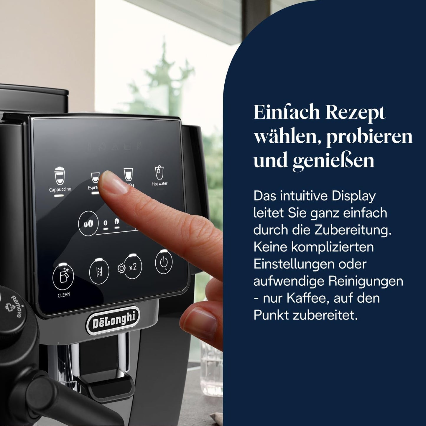 Magnifica Start (ECAM220.91.B) - Perfetto Kaffeevollautomat mit LatteCrema-Milchaufschäumer, 4 One-Touch-Getränke, Cappuccino, Espresso Kaffeemaschine, Soft-Touch-Bedienfeld, Schwarz